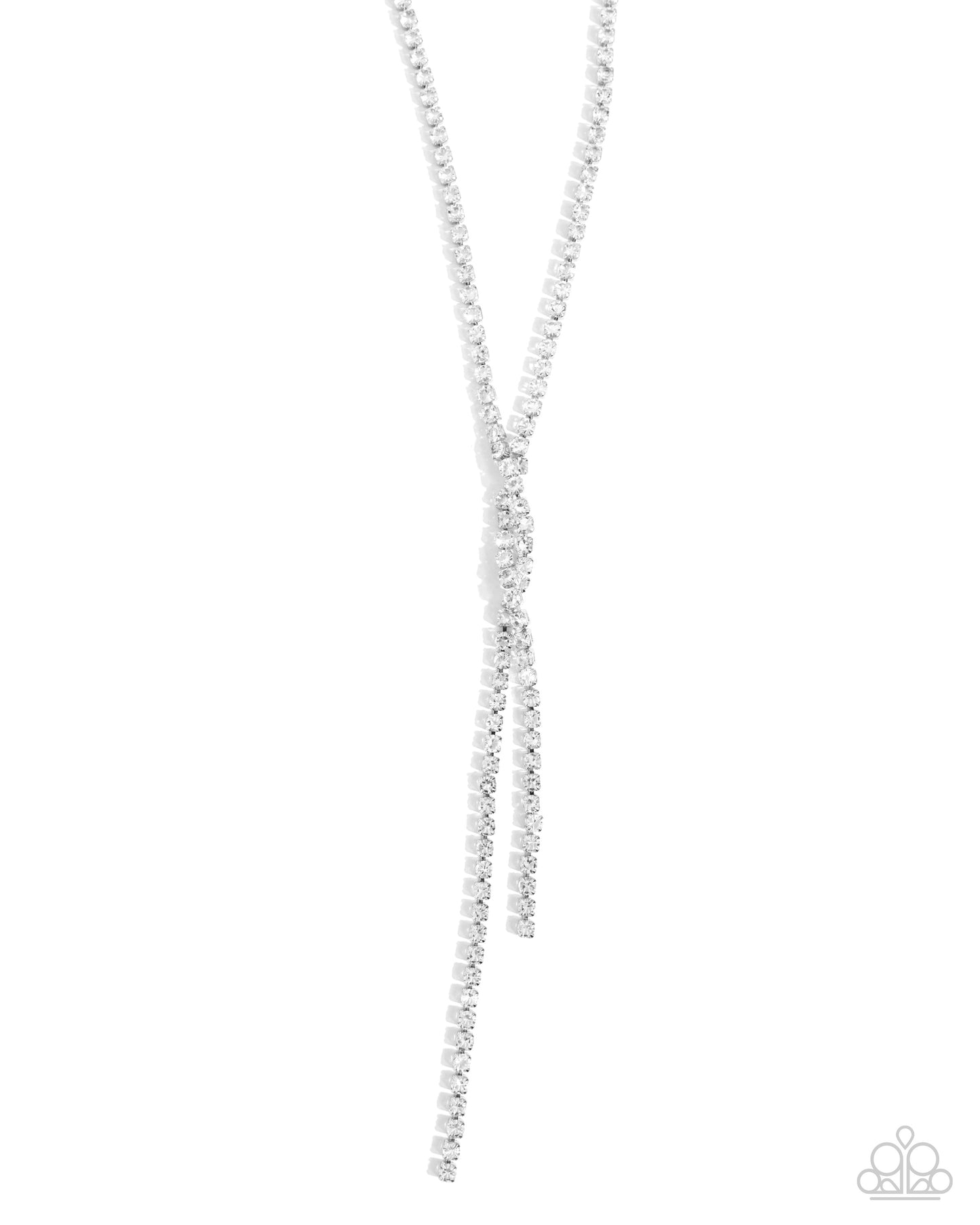 Timeless Team - White Rhinestone Chain Necklace - Paparazzi Accessories