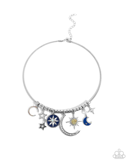 Celestial Ceremony - Multi Moon & Stars Necklace - Paparazzi Accessories