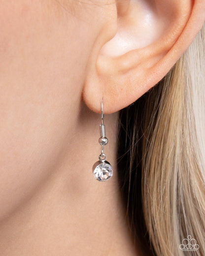 Glittery Genre - White Marquise Gem Necklace - Paparazzi Accessories