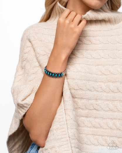 Beautiful Badlands - Blue Crackle Stone Silver Cuff Bracelet - Paparazzi Accessories