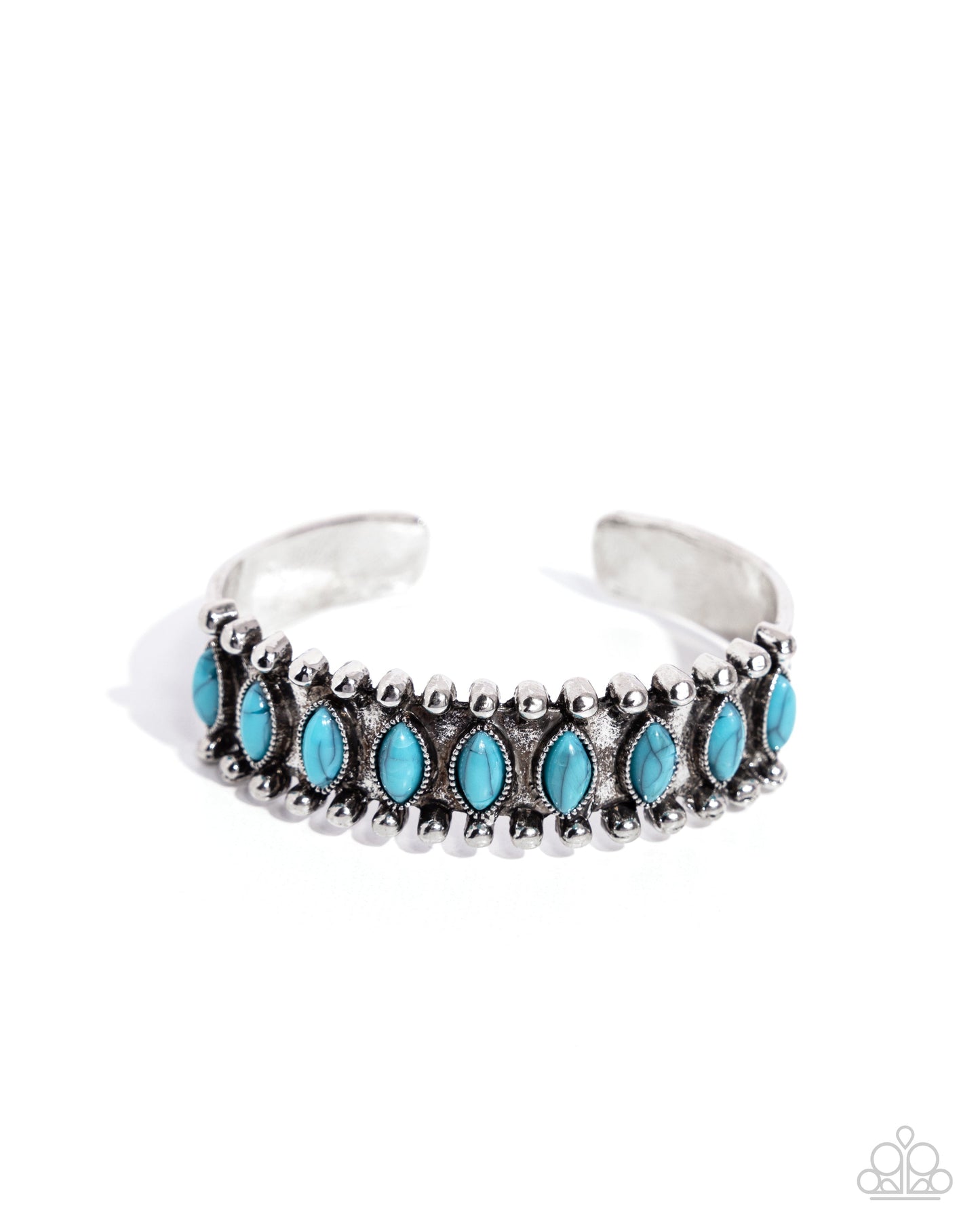 Beautiful Badlands - Blue Crackle Stone Silver Cuff Bracelet - Paparazzi Accessories