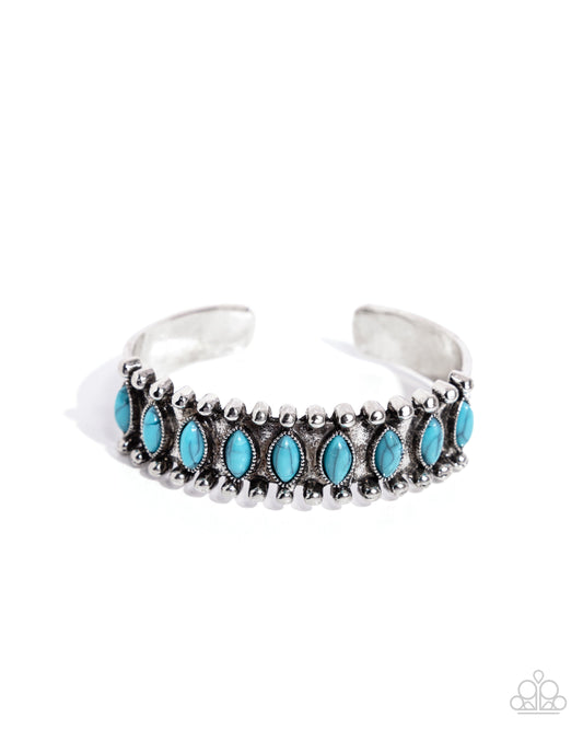 Beautiful Badlands - Blue Crackle Stone Silver Cuff Bracelet - Paparazzi Accessories