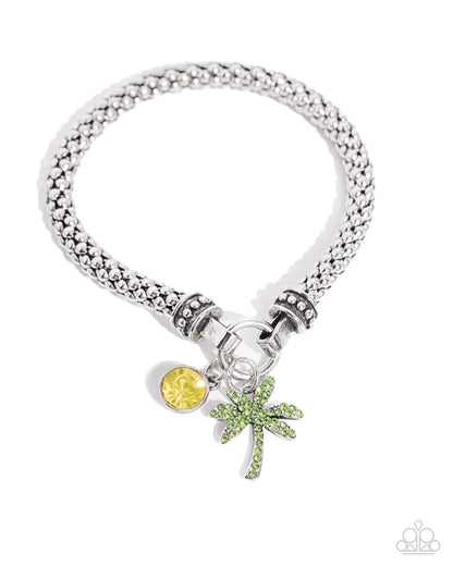 Palm Beach Bling - Green Rhinestone Stretchy Mesh Chain Bracelet - Paparazzi Accessories