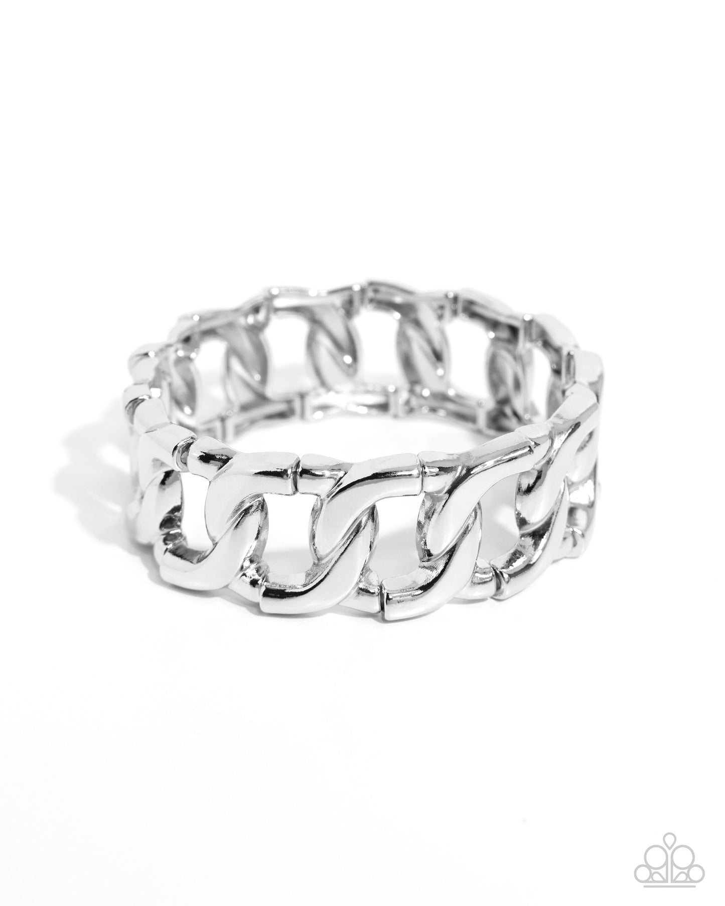 Forged in Fame - Silver Curb Chain Link Stretchy Bracelet - Paparazzi Accessories