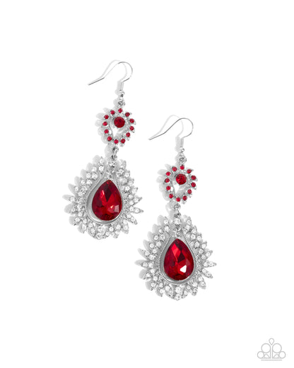 Teardrop Traveler - Red Fishhook Earrings - Paparazzi Accessories