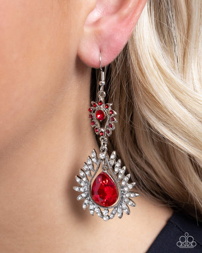 Teardrop Traveler - Red Fishhook Earrings - Paparazzi Accessories