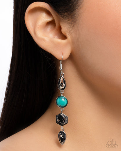 Singular Stones - Black Marbled Teardrop Fishhook Earrings - Paparazzi Accessories