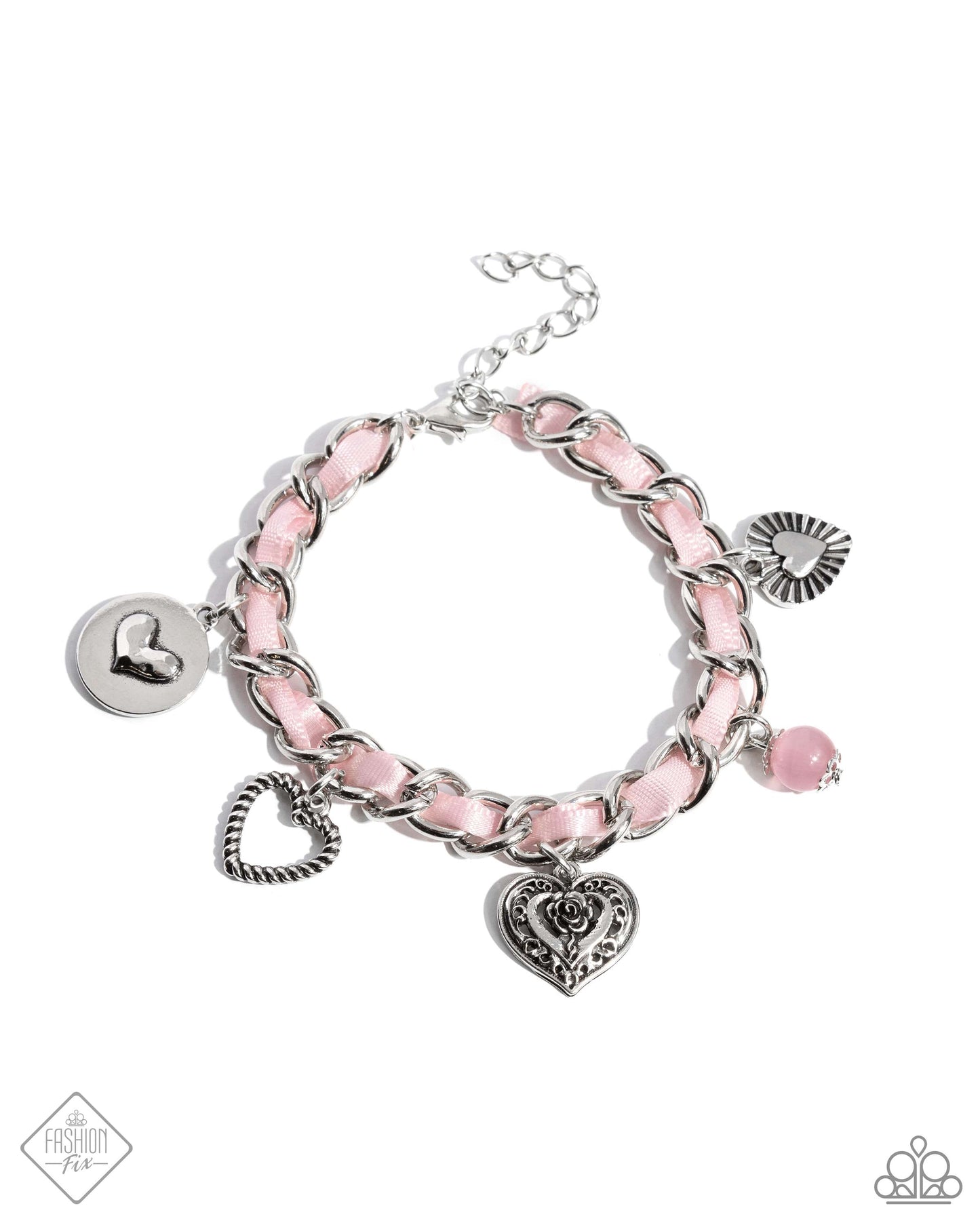 Charming Contender - Pink Charm Silver Clasp Bracelet - Paparazzi Accessories