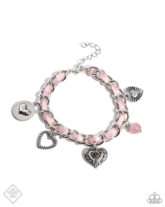 Charming Contender - Pink Charm Silver Clasp Bracelet - Paparazzi Accessories