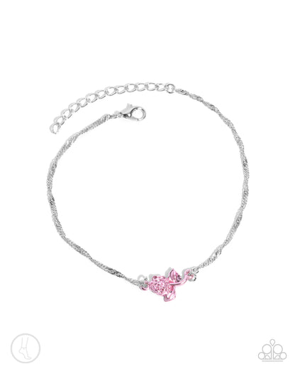 Rose Review - Pink Dipped Metal Clasp Anklet - Paparazzi Accessories