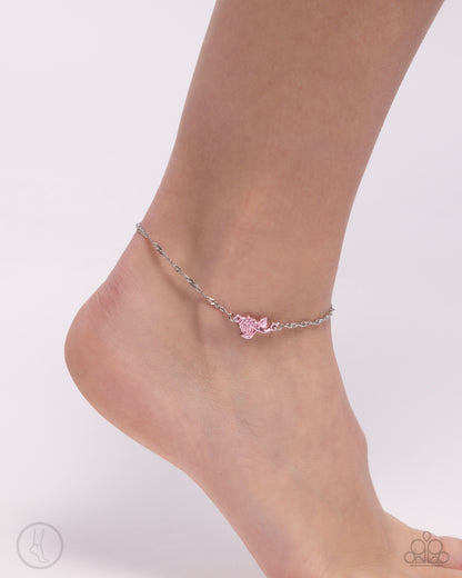 Rose Review - Pink Dipped Metal Clasp Anklet - Paparazzi Accessories