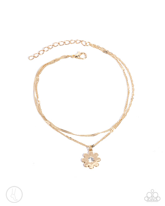 Blossoming Breeze - Gold Flower Clasp Anklet - Paparazzi Accessories