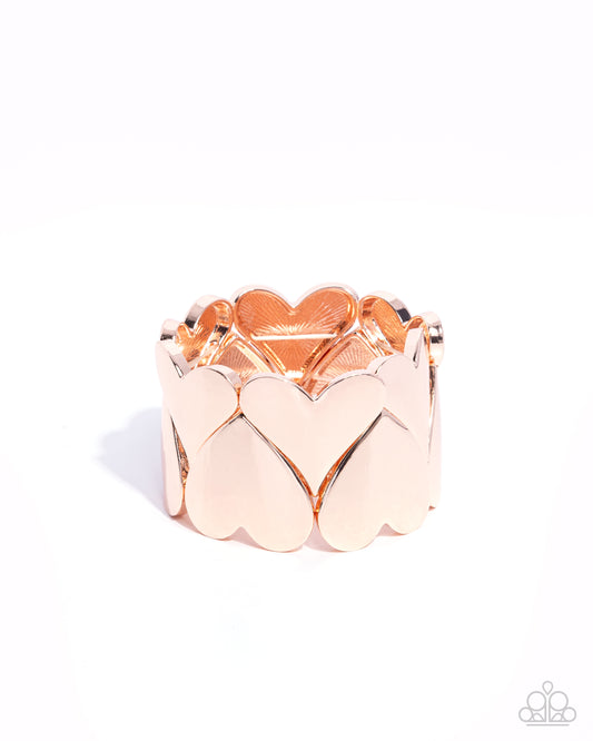 Sweetheart Setting - Rose Gold Hearts Stretchy Bracelet - Paparazzi Accessories