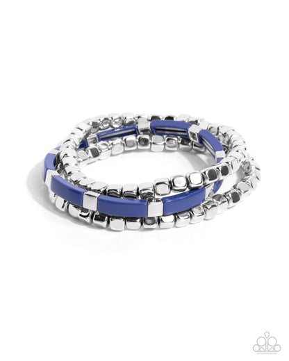Colorful Cadenza - Blue Stretchy Bracelet - Paparazzi Accessories