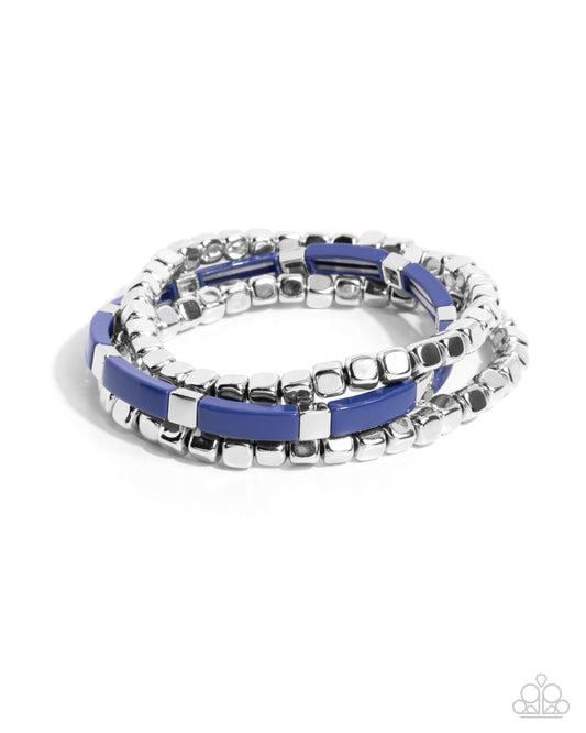 Colorful Cadenza - Blue Stretchy Bracelet - Paparazzi Accessories