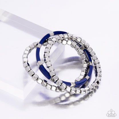 Colorful Cadenza - Blue Stretchy Bracelet - Paparazzi Accessories