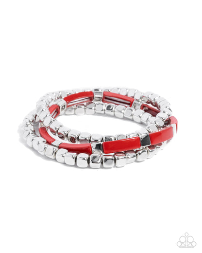 Colorful Cadenza - Red Stretchy Bracelet - Paparazzi Accessories
