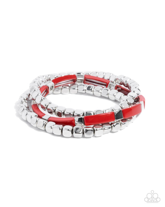 Colorful Cadenza - Red Stretchy Bracelet - Paparazzi Accessories
