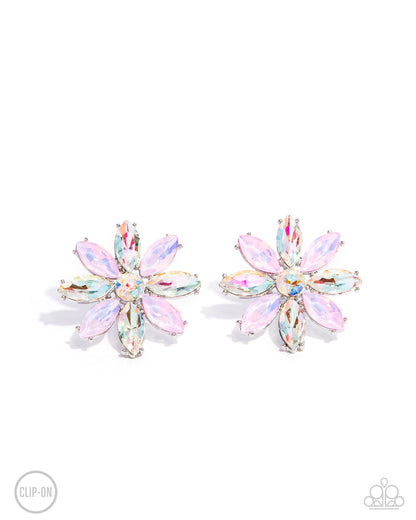 Maiden Makeover - Pink UV Gem Clip-on Earrings - Paparazzi Accessories