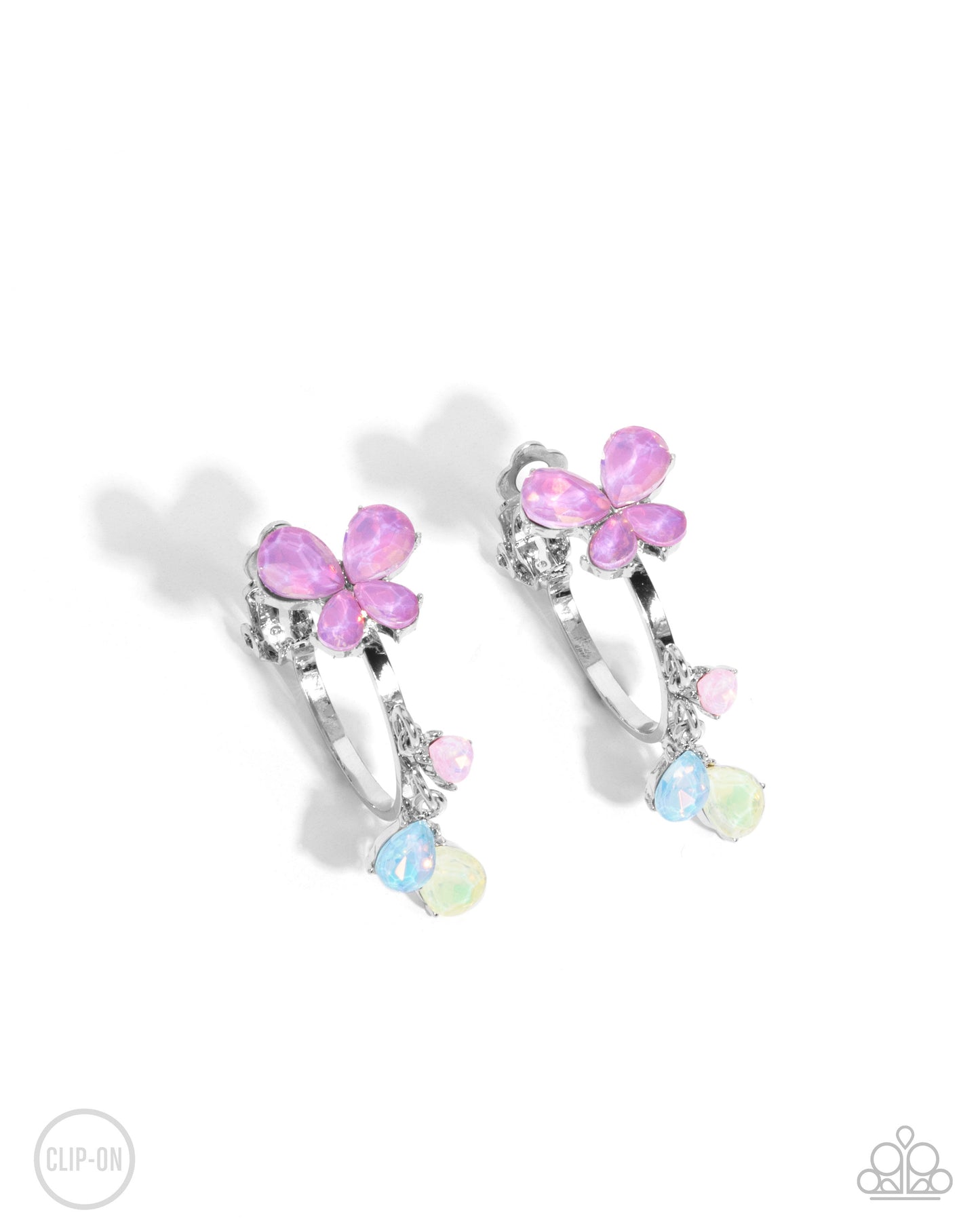Fairy Fantasy - Multi Opalescent Butterfly Clip-on Hoop Earrings - Paparazzi Accessories
