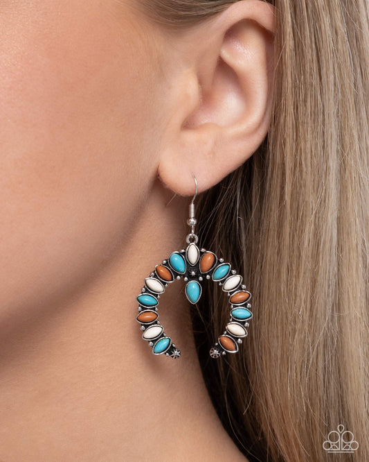 Universal Utopia - Multi - Turquoise, Brown, White Stone Silver Fishhook Earrings - Paparazzi Accessories