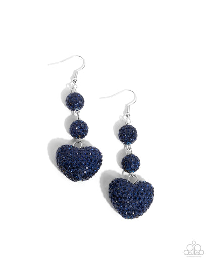 Vision in Shimmer - Blue Rhinestone Hearts Fishhook Earrings - Paparazzi Accessories
