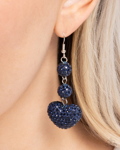 Vision in Shimmer - Blue Rhinestone Hearts Fishhook Earrings - Paparazzi Accessories