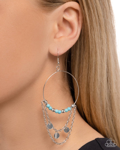 Fearless Fringe - Blue Bead Silver Fishhook Earrings - Paparazzi Accessories
