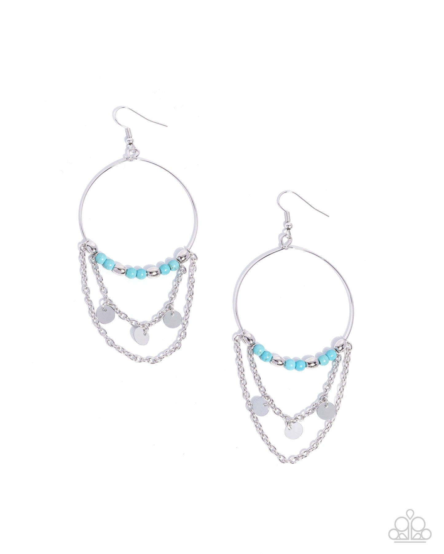 Fearless Fringe - Blue Bead Silver Fishhook Earrings - Paparazzi Accessories