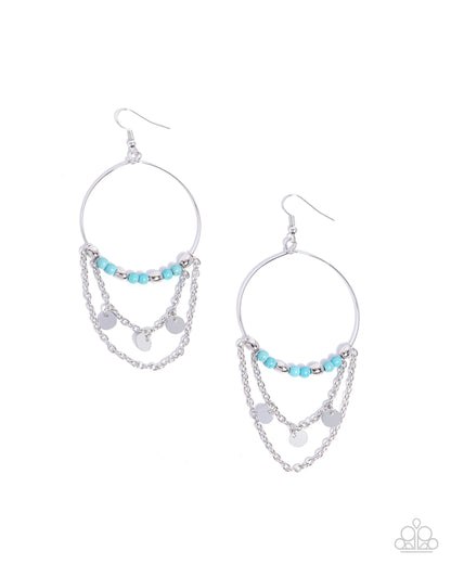 Fearless Fringe - Blue Bead Silver Fishhook Earrings - Paparazzi Accessories