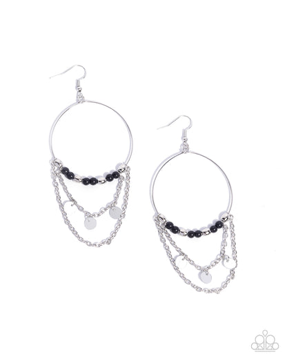 Fearless Fringe - Black Stone Bead Fishhook Earrings - Paparazzi Accessories