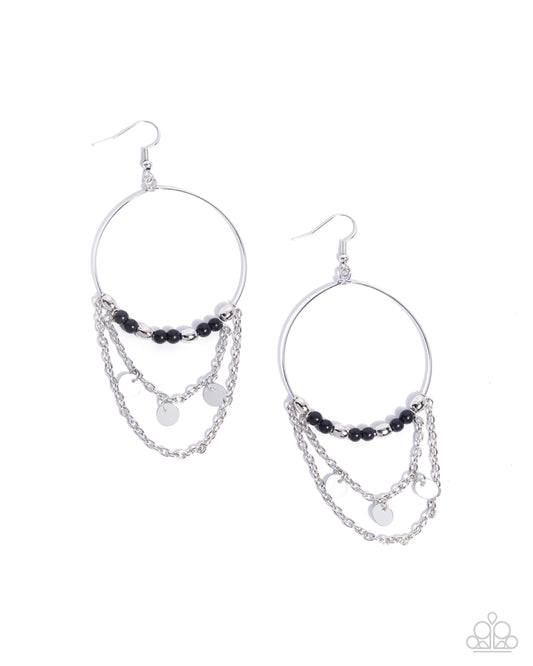 Fearless Fringe - Black Stone Bead Fishhook Earrings - Paparazzi Accessories