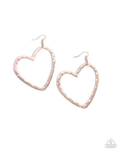 Just My Type - Rose Gold Heart Fishhook Earrings - Paparazzi Accessories