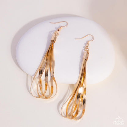 Keen Keepsake - Gold Fishhook Earrings - Paparazzi Accessories