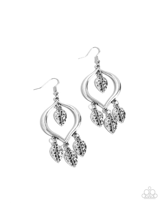 Leafy Landmark - Silver Fishhook Earrings - Paparazzi Accessories