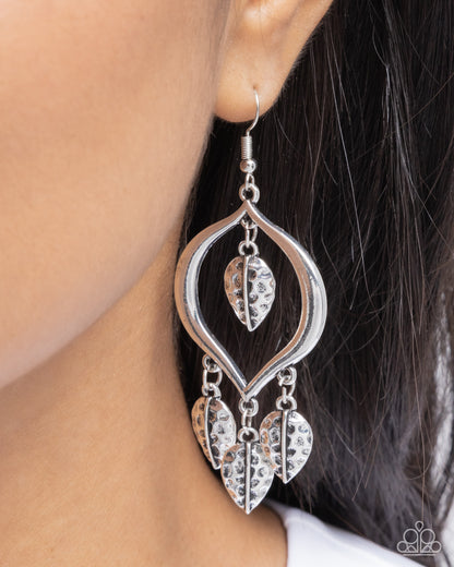 Leafy Landmark - Silver Fishhook Earrings - Paparazzi Accessories