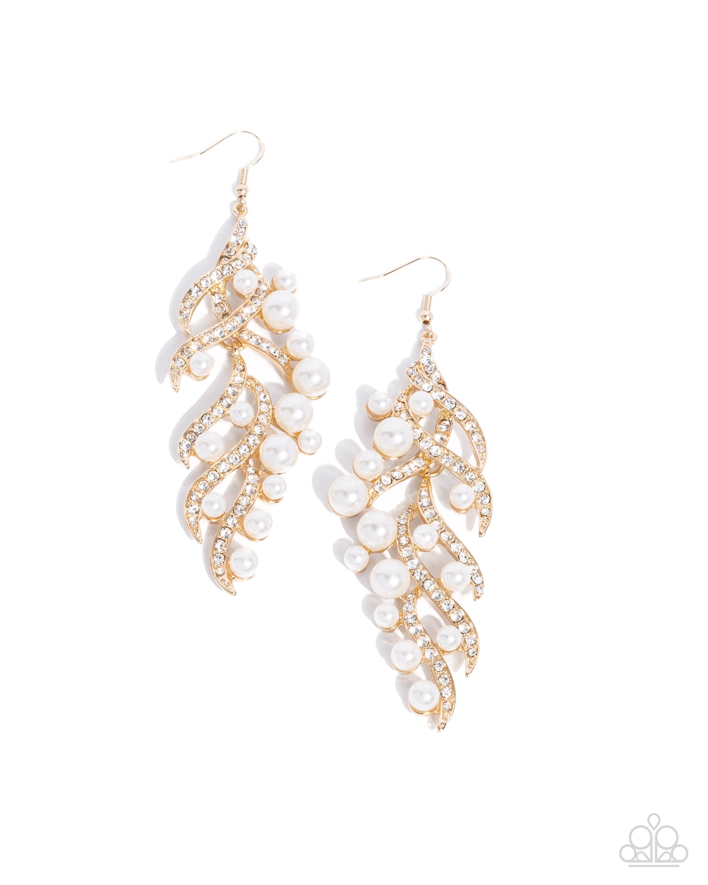 Flourishing Fancy - Gold & Pearl Fishhook Earrings - Paparazzi Accessories