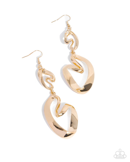 Abstract Angles - Gold Earrings - Paparazzi Accessories
