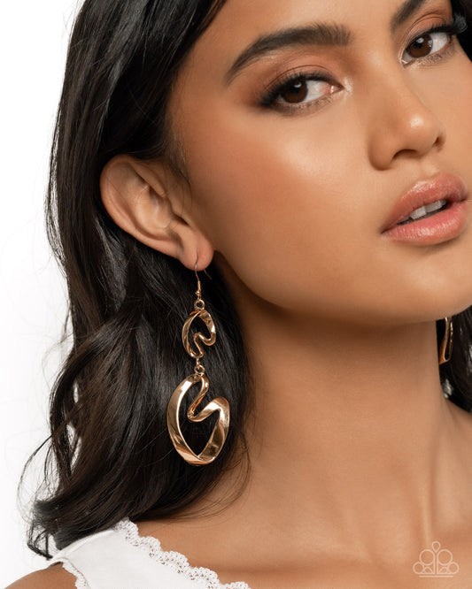 Abstract Angles - Gold Earrings - Paparazzi Accessories