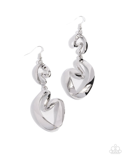 Abstract Angles - Silver Twisted Links Fishhook Earrings - Paparazzi Accessories