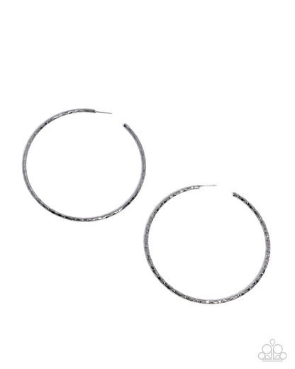 Closer To Chic - Black Gunmetal Hoop Earrings - Paparazzi Accessories