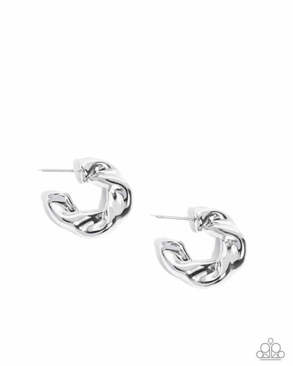 Twisted Talent - Silver Hoop Earrings - Paparazzi Accessories