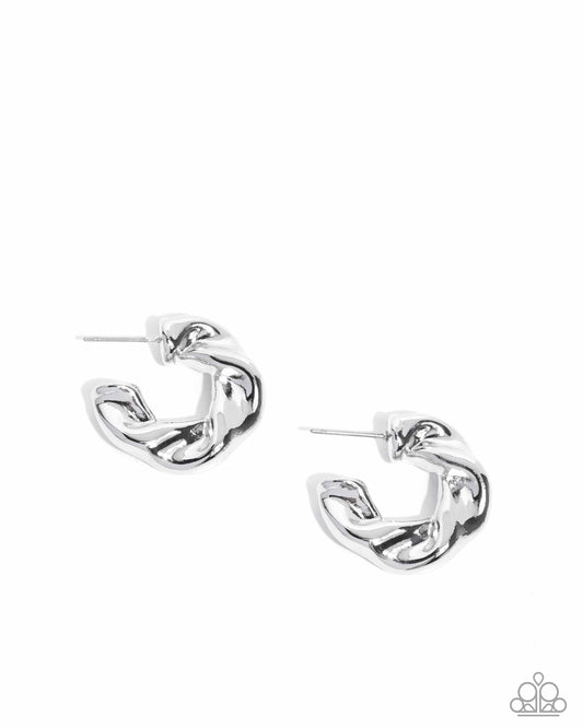 Twisted Talent - Silver Hoop Earrings - Paparazzi Accessories