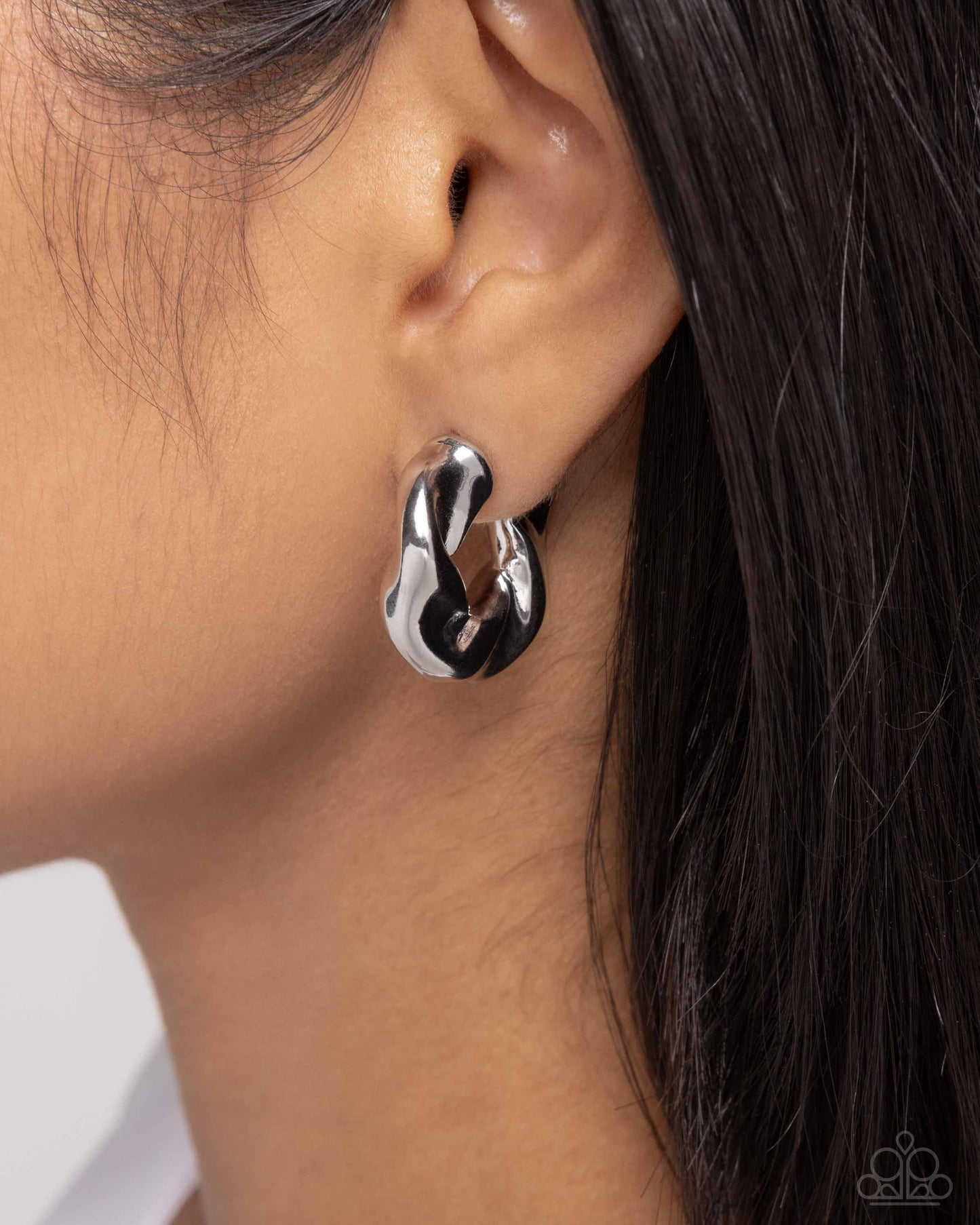 Twisted Talent - Silver Hoop Earrings - Paparazzi Accessories