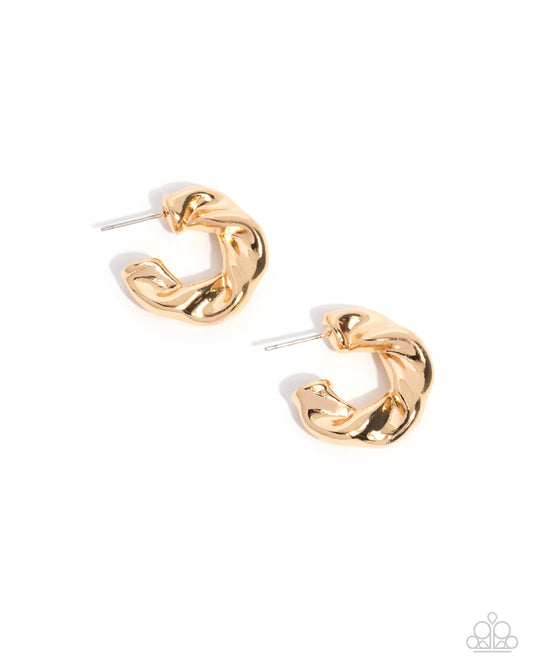 Twisted Talent - Gold Hoop Earrings - Paparazzi Accessories