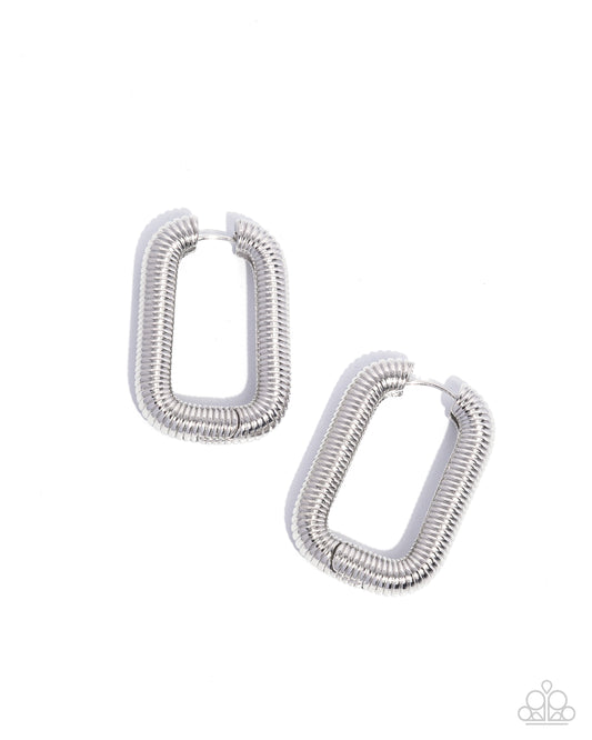 Spiral Supply - Silver Hinge Hoop Earrings - Convention Exclusive 2024 - Paparazzi Accessories