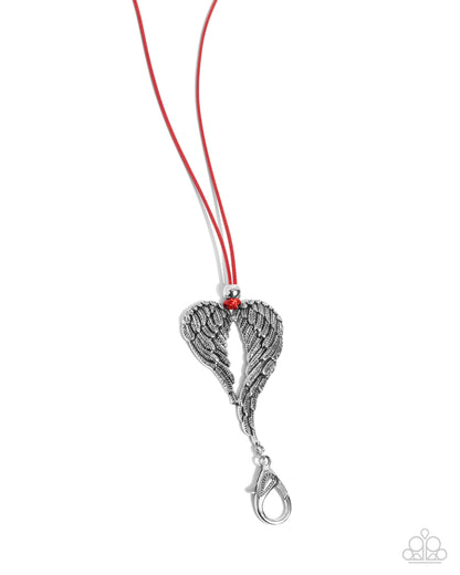 Angelic Attraction - Red Angel Wings Lanyard Necklace - Paparazzi Accessories
