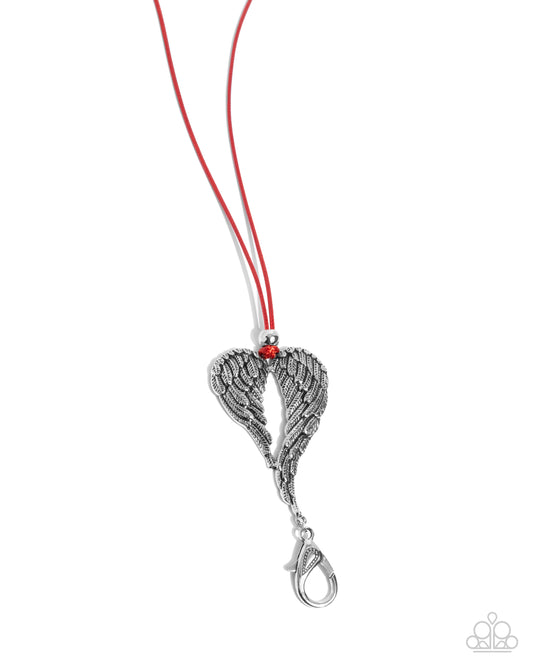 Angelic Attraction - Red Angel Wings Lanyard Necklace - Paparazzi Accessories