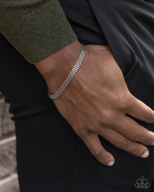 Chained Constitution - Silver Stainless Steel Urban Bracelet - Paparazzi Accessories