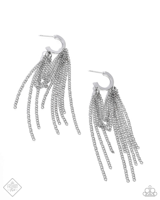 Copious Caliber - Silver Hoop Earring - Paparazzi Accessories